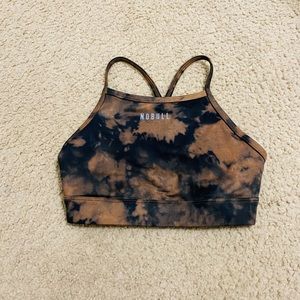 NOBULL High Neck Sport Bra Toffee and Black Tie Dye